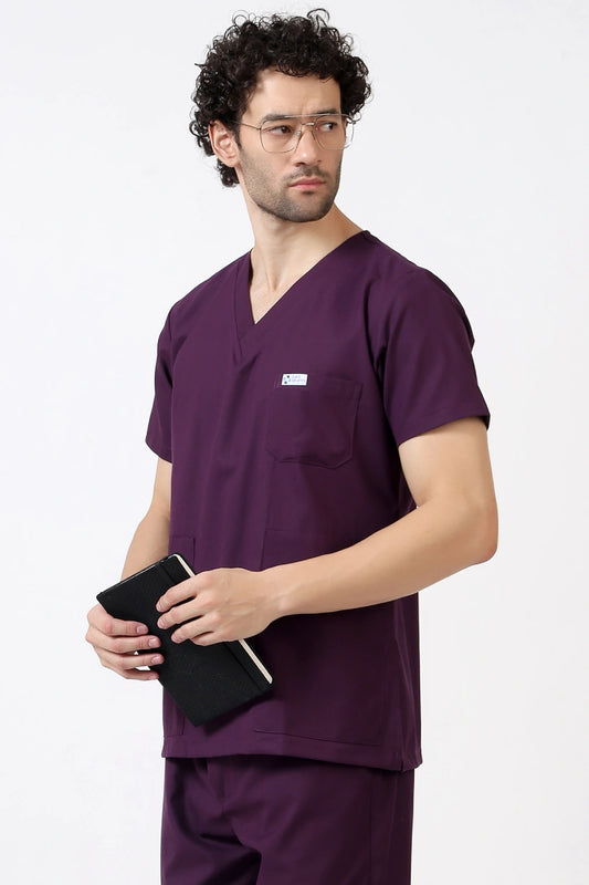Safe Drapes Men's V-Neck (Wine) Scrub