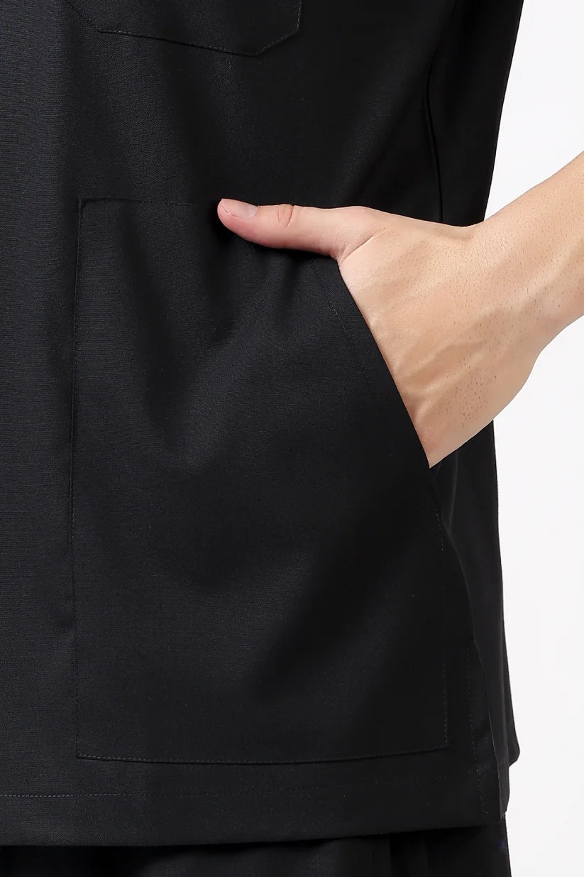 Safe Drapes Men's Mandarin Collar (Jet Black) Scrub