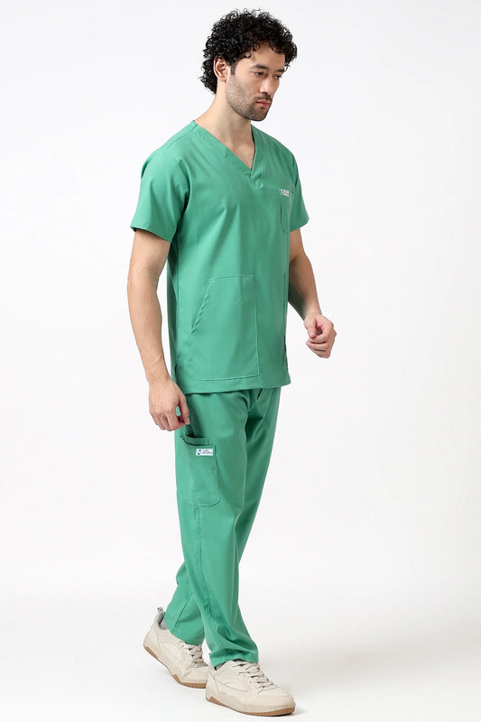 Safe Drapes Men's V-Neck (Mint Green) Scrub