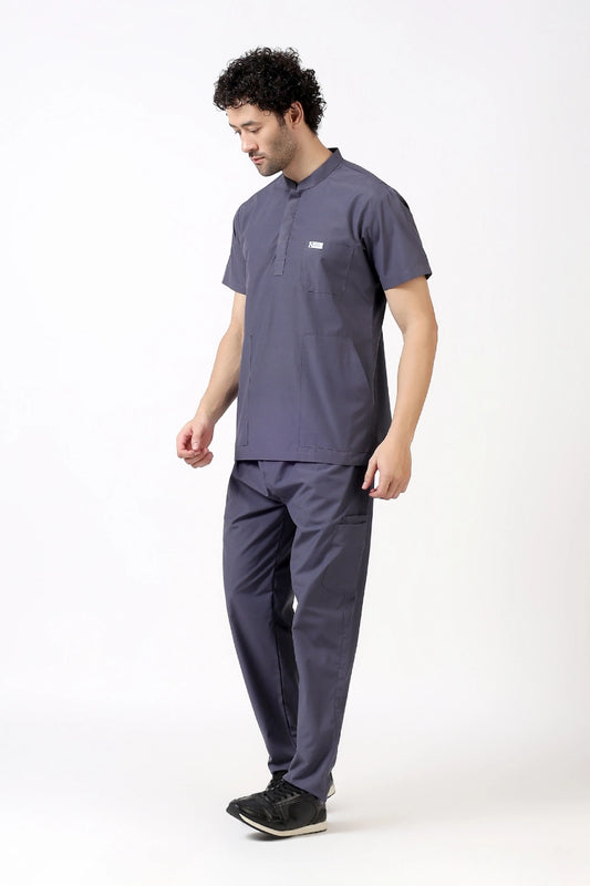 Safe Drapes Men's Mandarin Collar (Charcoal Grey) Scrub