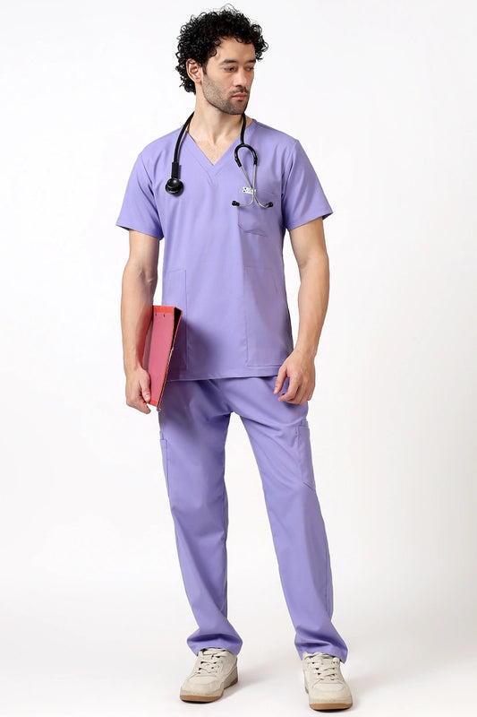 Safe Drapes Men's V-Neck (Lavender) Scrub
