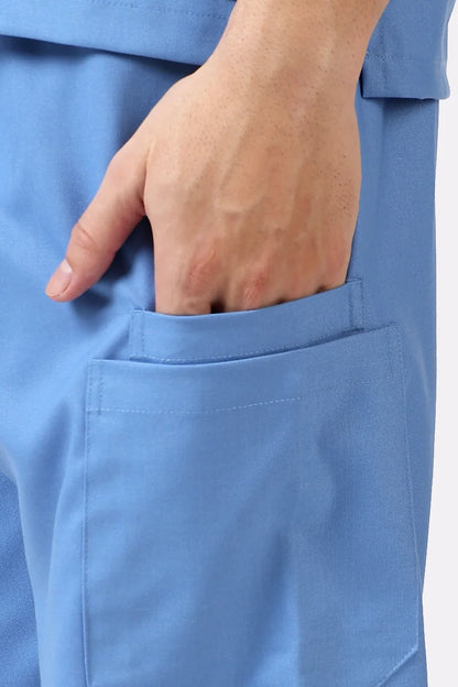 Safe Drapes Men's V-Neck (Ceil Blue) Scrub