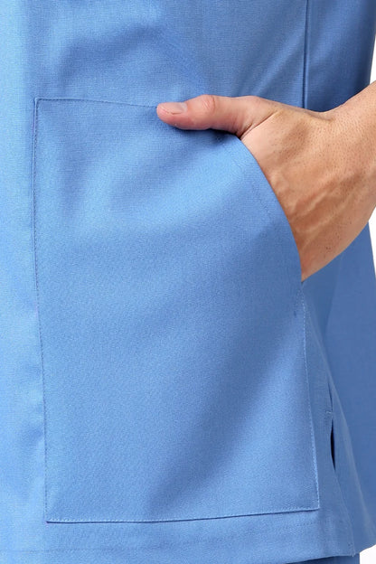 Safe Drapes Men's V-Neck (Ceil Blue) Scrub