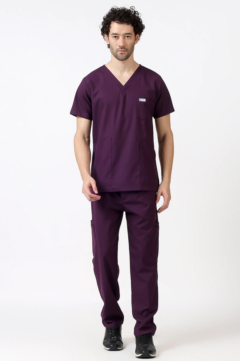 Safe Drapes Men's V-Neck (Wine) Scrub