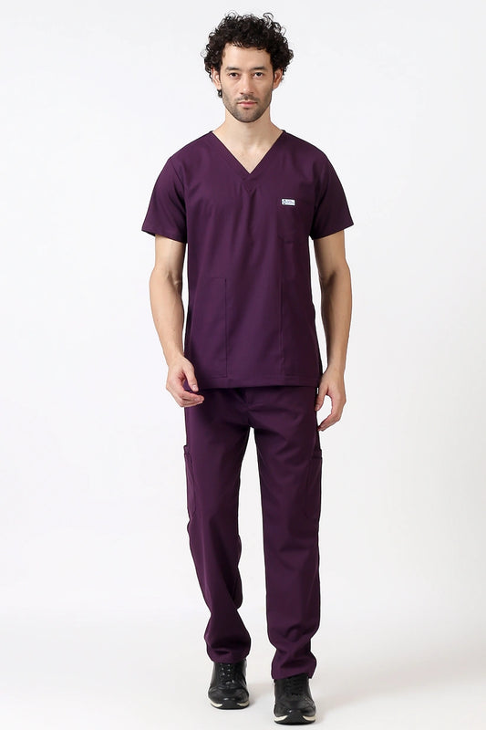 Safe Drapes Men's V-Neck (Wine) Scrub