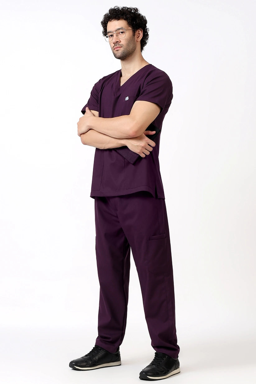 Safe Drapes Men's V-Neck (Wine) Scrub