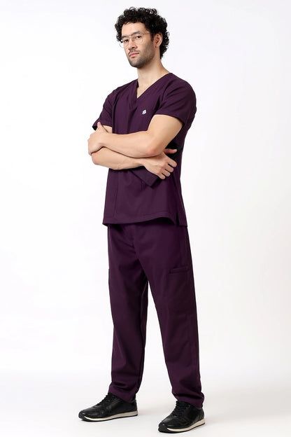 Safe Drapes Men's V-Neck (Wine) Scrub
