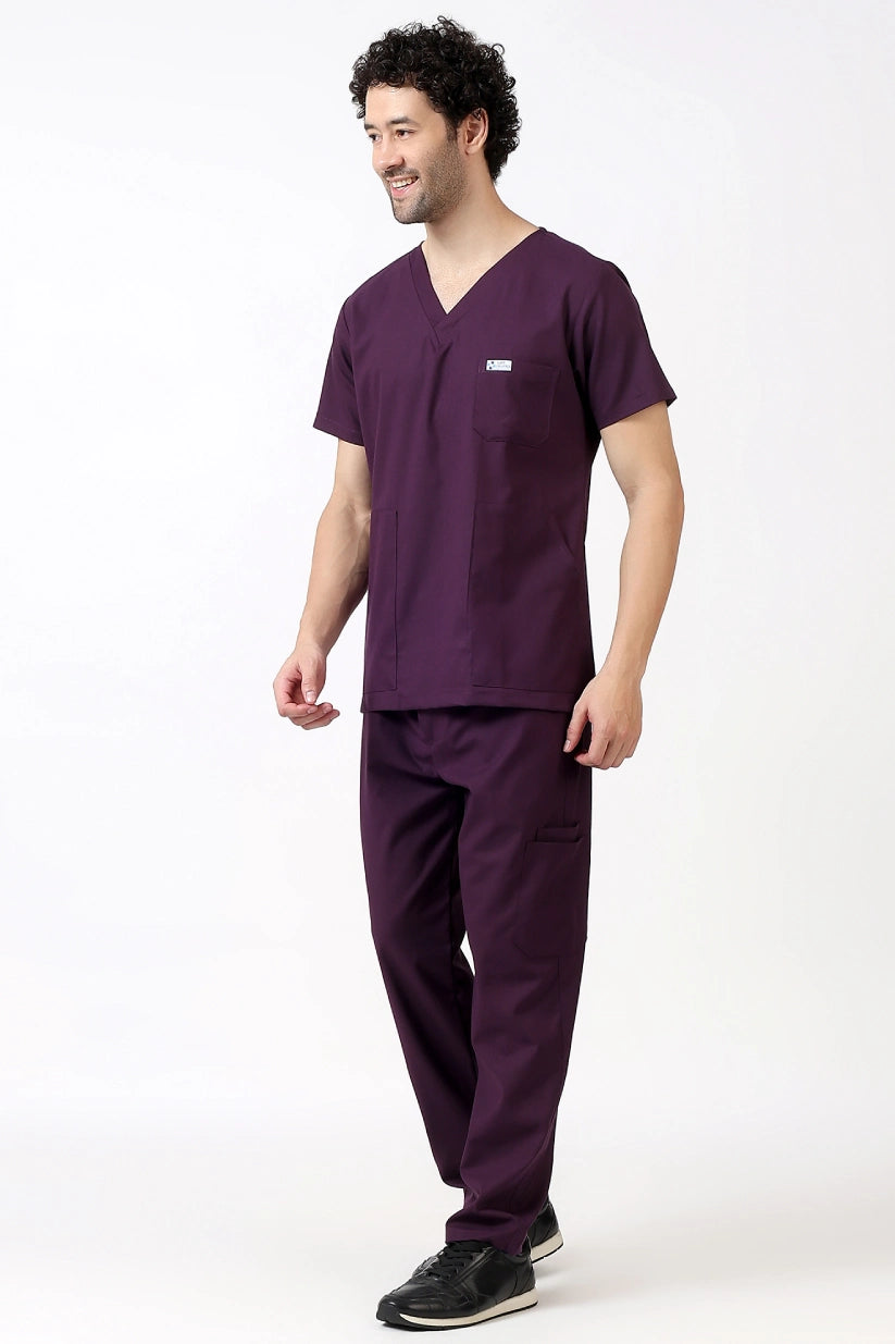 Safe Drapes Men's V-Neck (Wine) Scrub