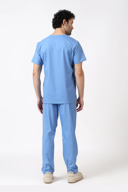 Safe Drapes Men's V-Neck (Ceil Blue) Scrub