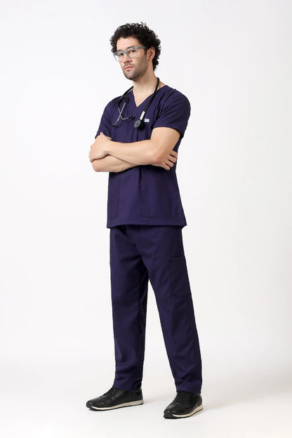 Safe Drapes Men's V-Neck (Deep Purple) Scrub
