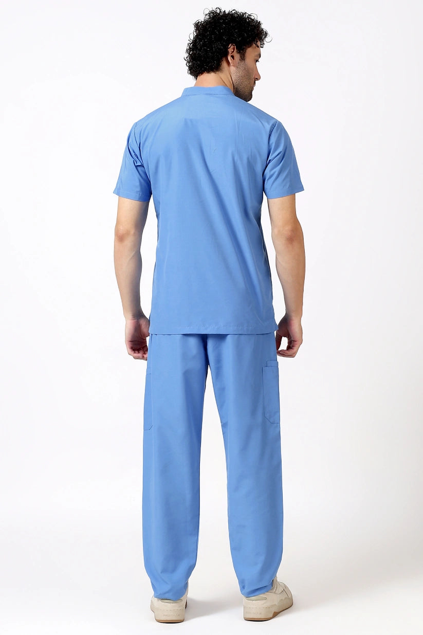 Safe Drapes Men's Mandarin Collar (Sky Blue) Scrub