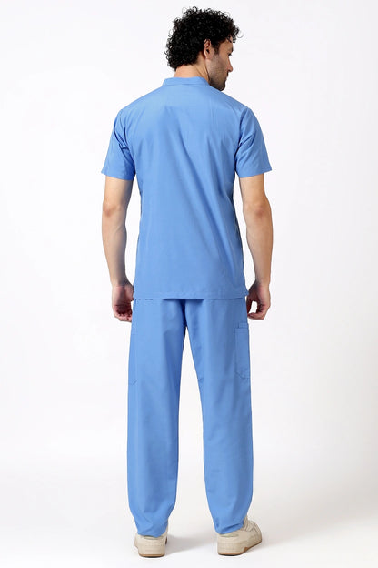 Safe Drapes Men's Mandarin Collar (Sky Blue) Scrub