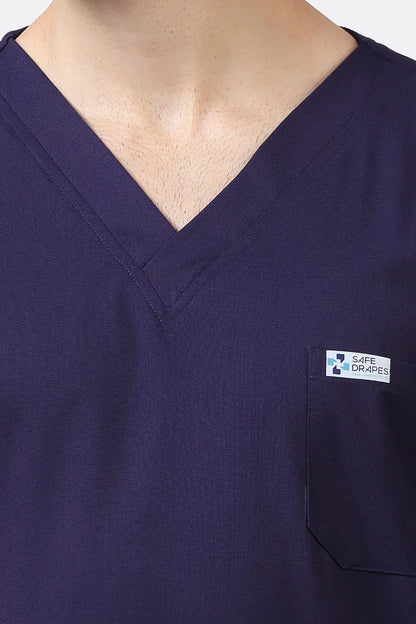 Safe Drapes Men's V-Neck (Deep Purple) Scrub