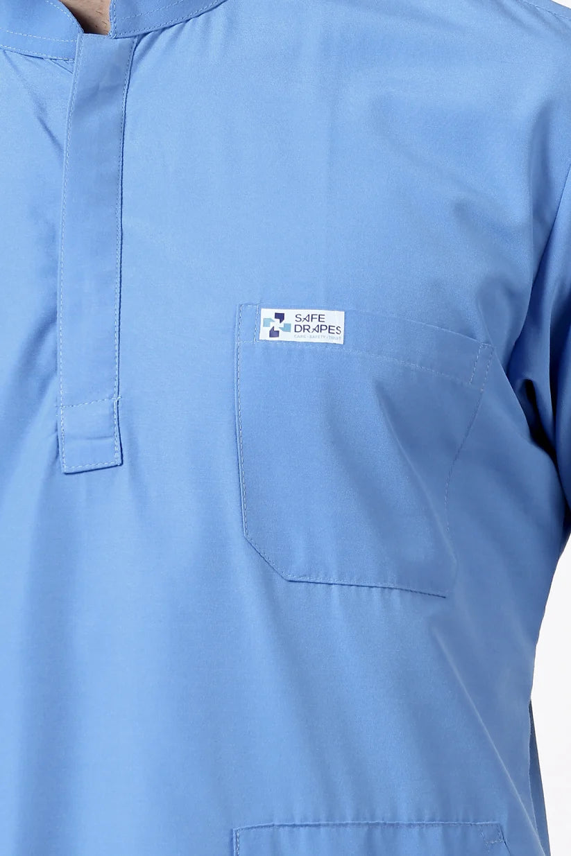 Safe Drapes Men's Mandarin Collar (Sky Blue) Scrub