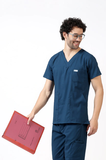 Safe Drapes Men's V-Neck (Navy) Scrub