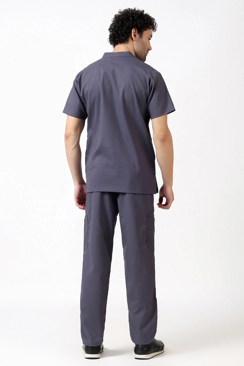 Safe Drapes Men's Mandarin Collar (Slate Grey) Scrub