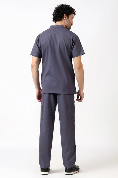 Safe Drapes Men's Mandarin Collar (Slate Grey) Scrub