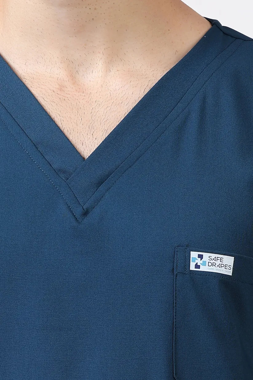 Safe Drapes Men's V-Neck (Navy) Scrub