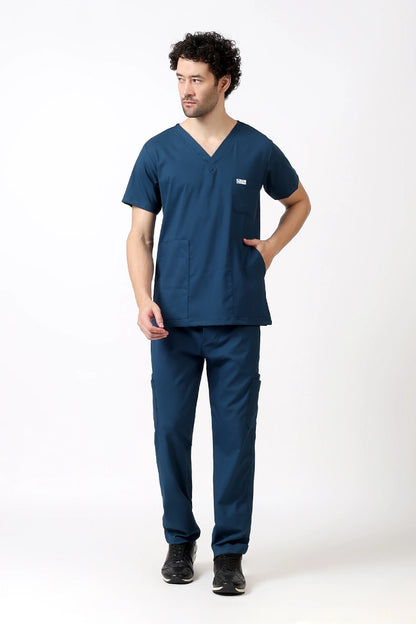 Safe Drapes Men's V-Neck (Navy) Scrub