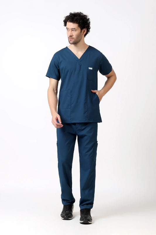 Safe Drapes Men's V-Neck (Navy) Scrub