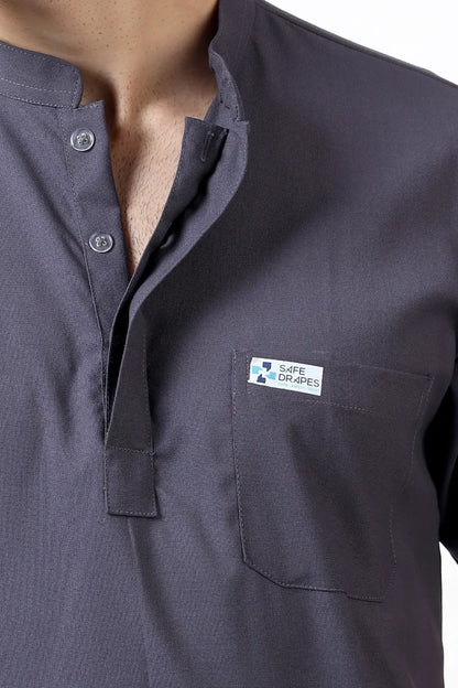 Safe Drapes Men's Mandarin Collar (Slate Grey) Scrub