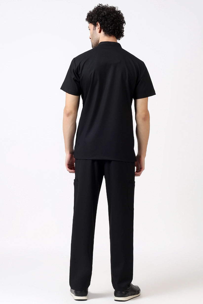 Safe Drapes Men's Mandarin Collar (Jet Black) Scrub