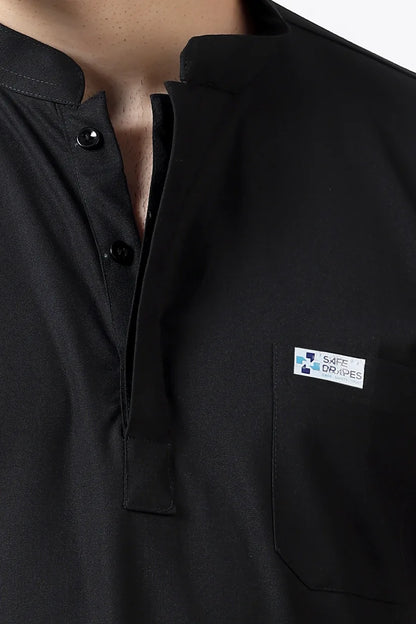 Safe Drapes Men's Mandarin Collar (Jet Black) Scrub
