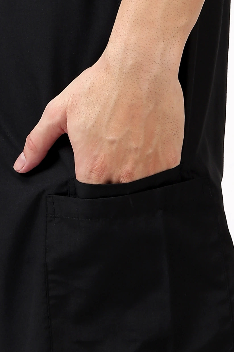 Safe Drapes Men's Mandarin Collar (Jet Black) Scrub