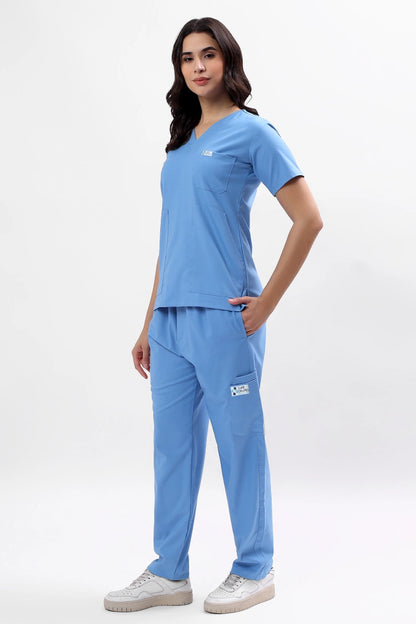 Safe Drapes Women's V-Neck (Ceil Blue) Scrub