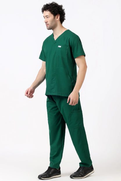 Safe Drapes Men's V-Neck (Bottle Green) Scrub