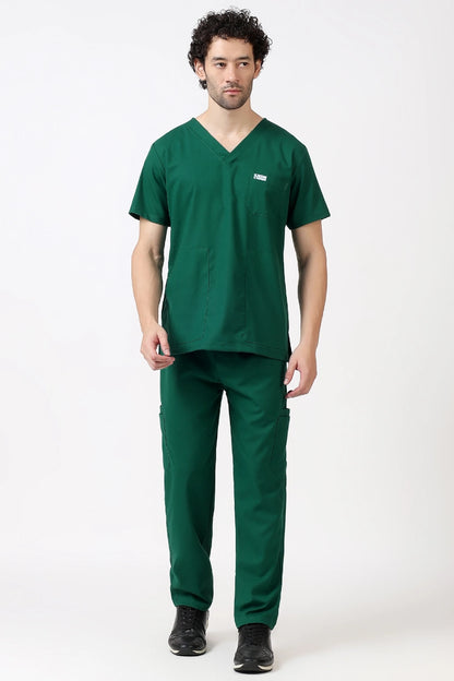 Safe Drapes Men's V-Neck (Bottle Green) Scrub