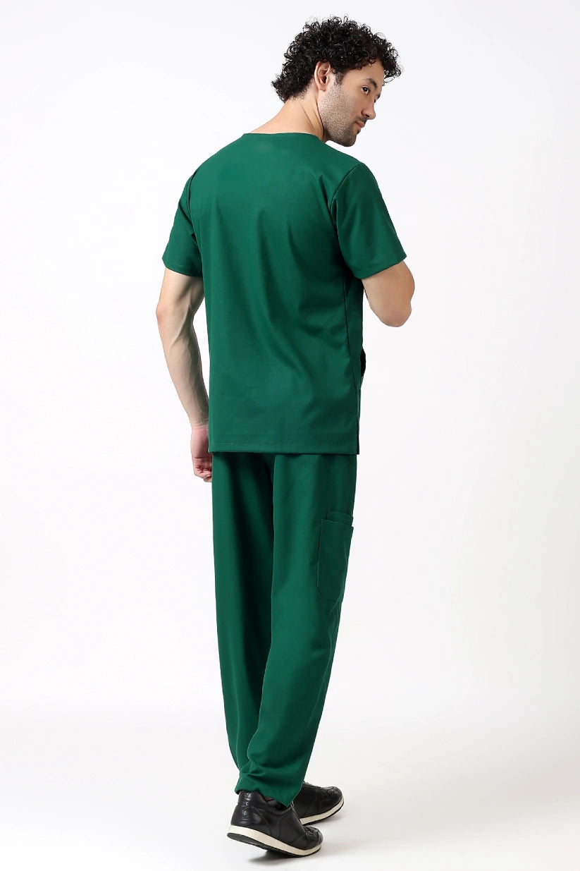Safe Drapes Men's V-Neck (Bottle Green) Scrub