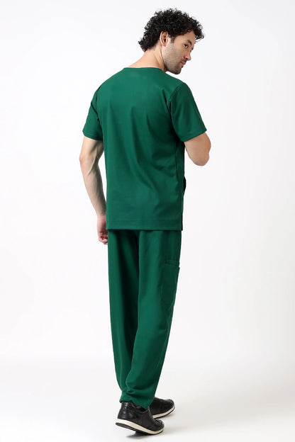 Safe Drapes Men's V-Neck (Bottle Green) Scrub