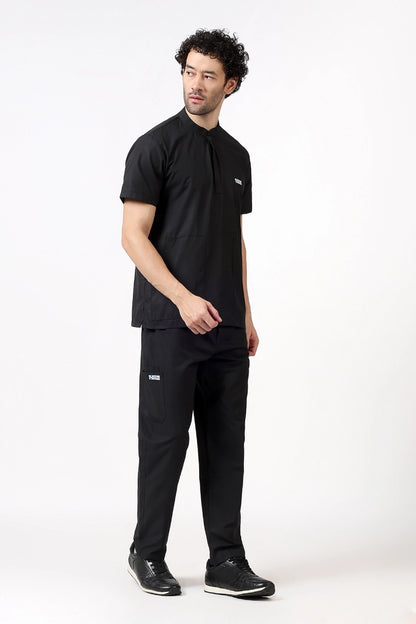 Safe Drapes Men's Mandarin Collar (Black) Scrub