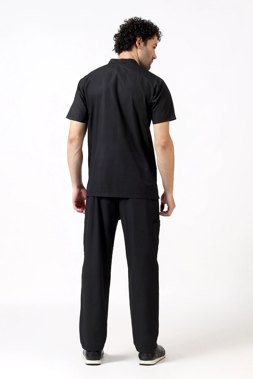 Safe Drapes Men's Mandarin Collar (Black) Scrub
