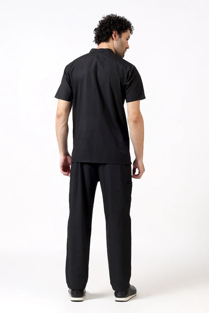 Safe Drapes Men's Mandarin Collar (Black) Scrub