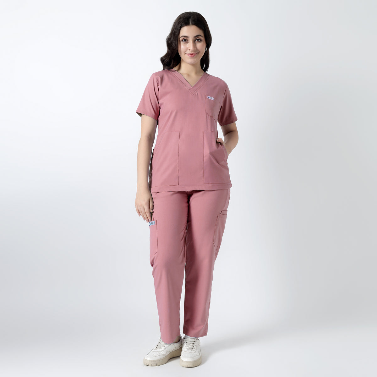 Safe Drapes Women's V-Neck (Dusty Rose) Scrub