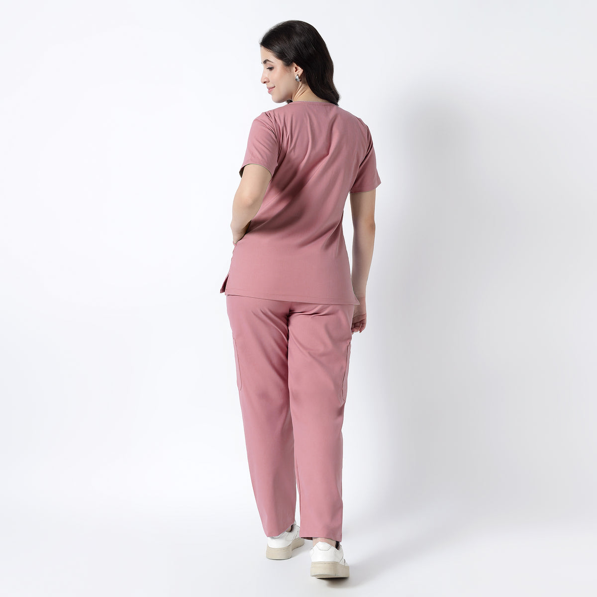 Safe Drapes Women's V-Neck (Dusty Rose) Scrub