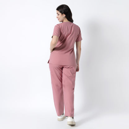 Safe Drapes Women's V-Neck (Dusty Rose) Scrub
