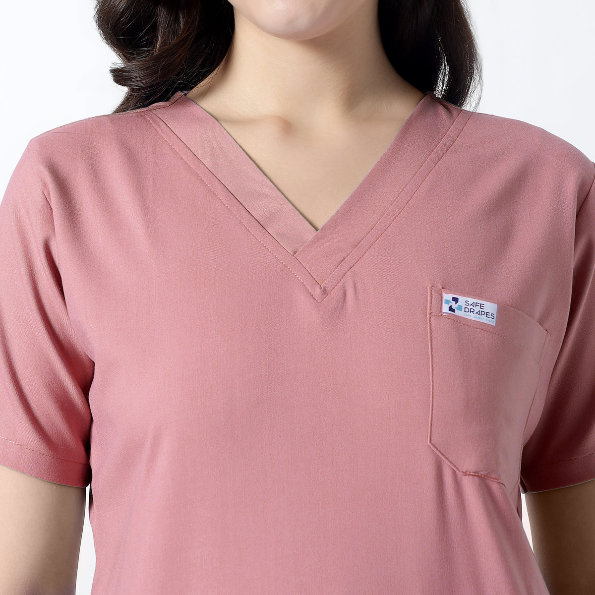 Safe Drapes Women's V-Neck (Dusty Rose) Scrub
