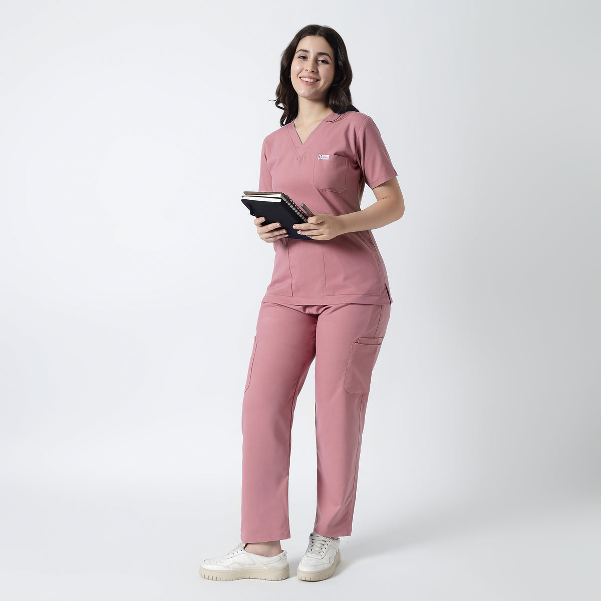 Safe Drapes Women's V-Neck (Dusty Rose) Scrub