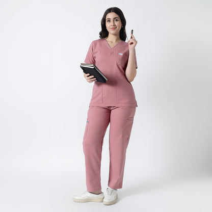 Safe Drapes Women's V-Neck (Dusty Rose) Scrub