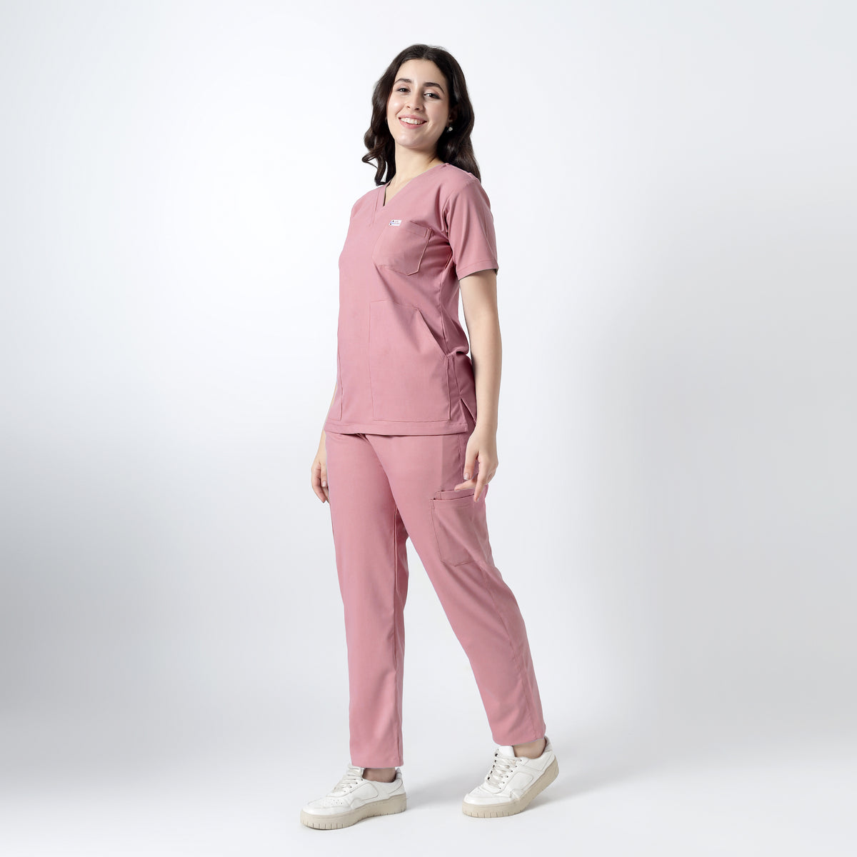 Safe Drapes Women's V-Neck (Dusty Rose) Scrub