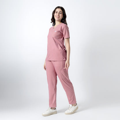 Safe Drapes Women's V-Neck (Dusty Rose) Scrub