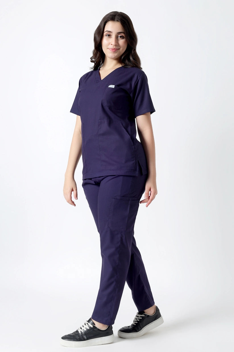 Safe Drapes Women's V-Neck (Deep Purple) Scrub
