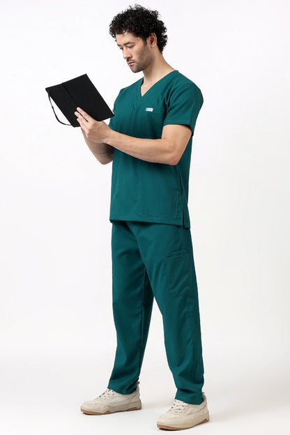 Safe Drapes Men's V-Neck (Hunter Green) Scrub