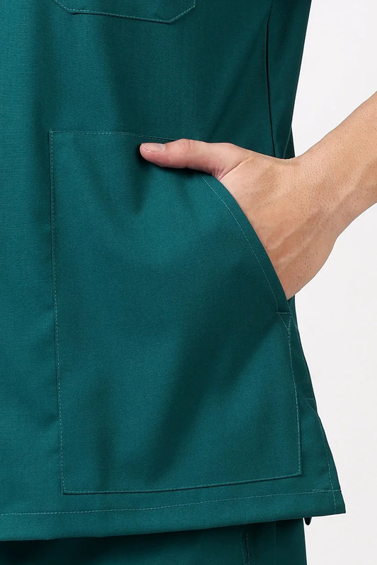 Safe Drapes Men's V-Neck (Hunter Green) Scrub