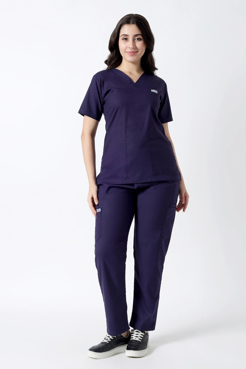Safe Drapes Women's V-Neck (Deep Purple) Scrub