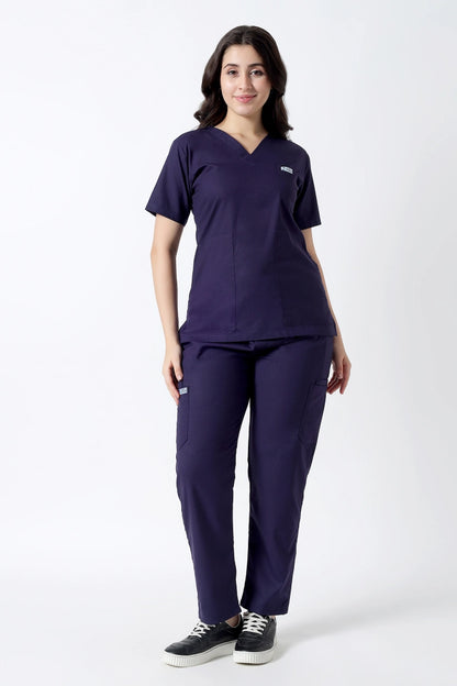 Safe Drapes Women's V-Neck (Deep Purple) Scrub