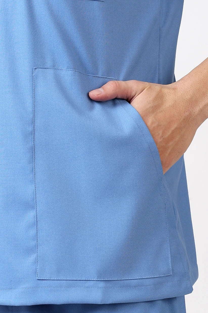 Safe Drapes Men's Mandarin Collar (Ceil Blue) Scrub